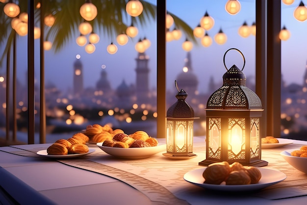 Photo view of 3d islamic lantern