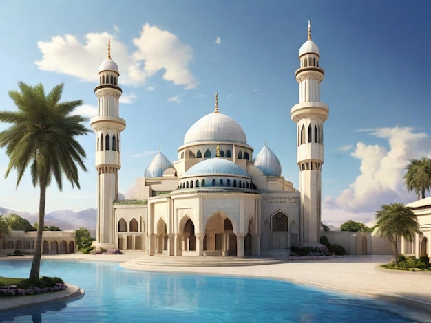 View of 3d islamic mosque