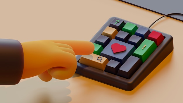 view of 3d keyboard buttons