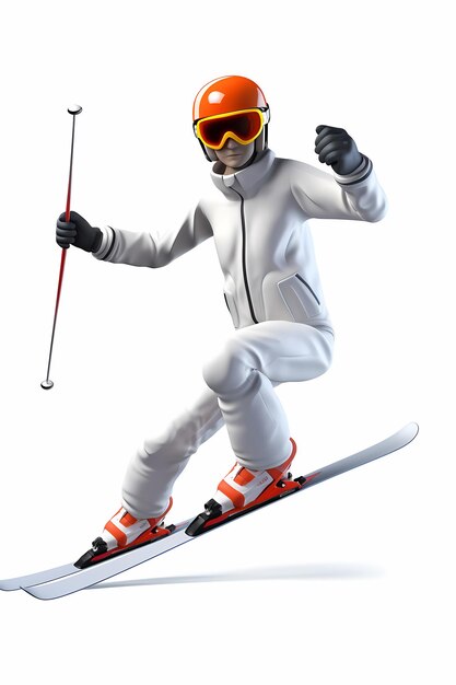 Photo view of 3d male skier