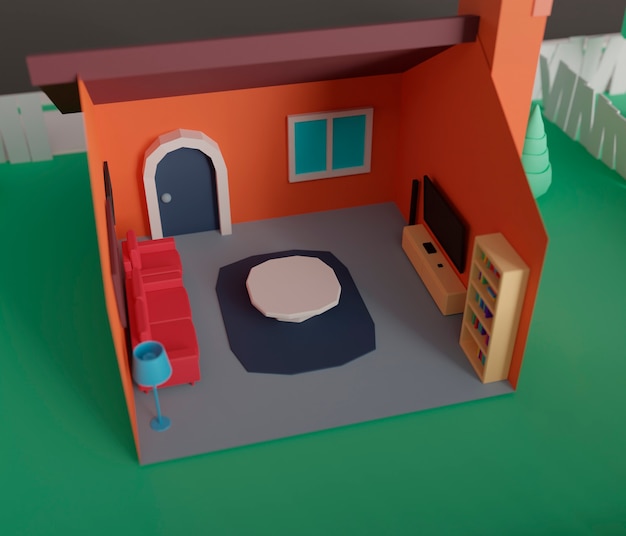 View of 3d room inside house