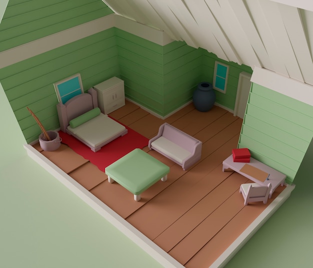 View of 3d room inside house