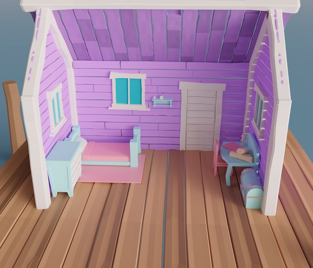 Photo view of 3d room inside house