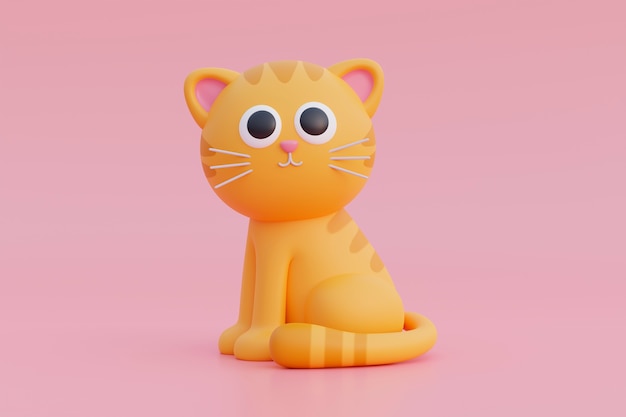 Photo view of adorable 3d cat