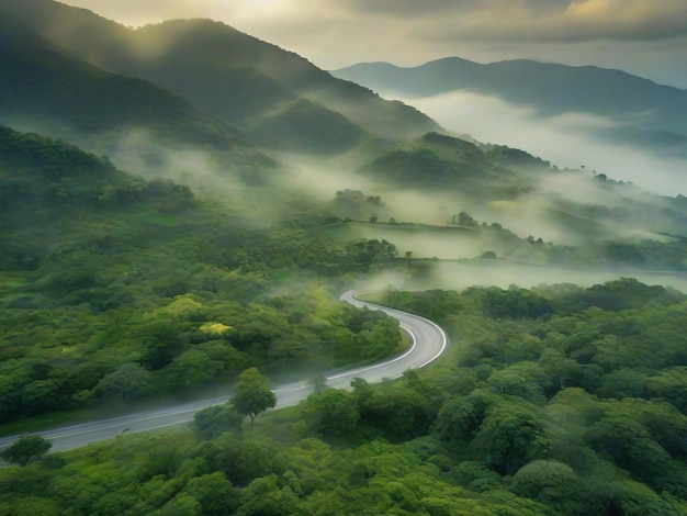 Photo a view after the rain with lush green trees