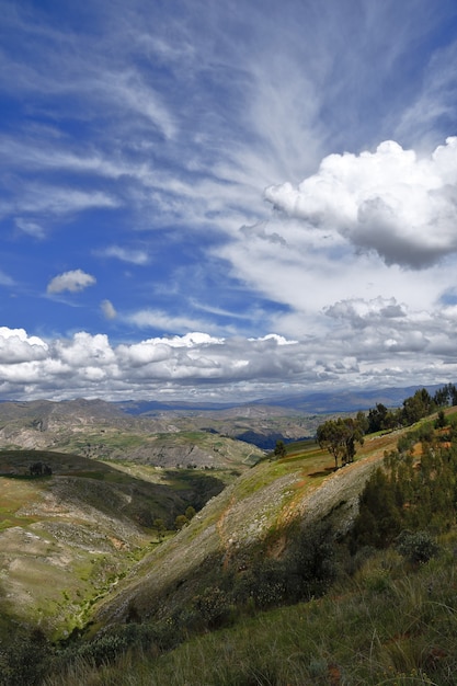 view of agricultural fields in the central Andean