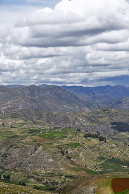 view of agricultural fields in the central Andean