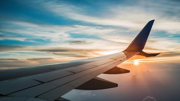 View of airliner wing from the window