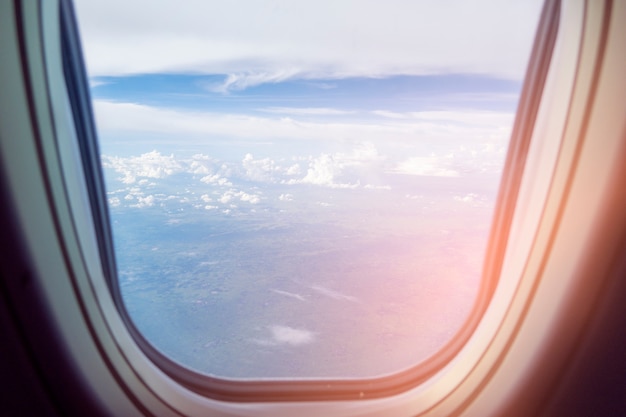 View of airplane window 