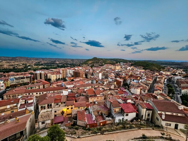 Photo view of alcaniz town in the province of teruel aragon