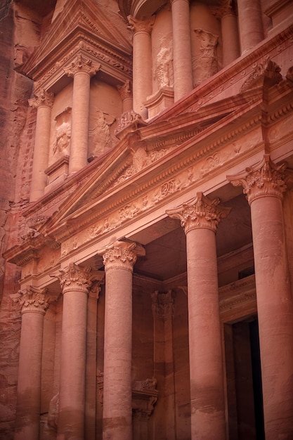 View of the alkhazneh palace or treasury in petra jordan