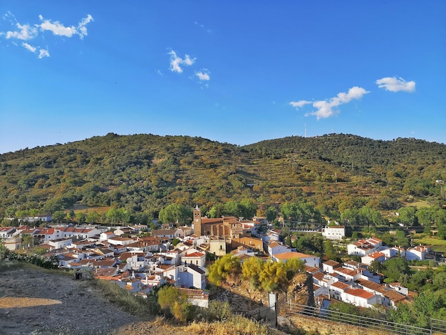 Photo view of almonaster la real in the aracena mountain range