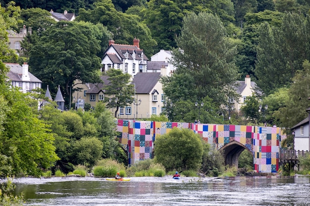 View along the River Dee in LLangollen, Wales