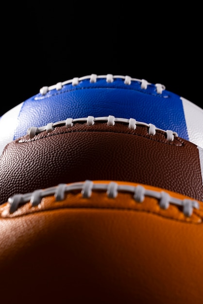 View of american footballs