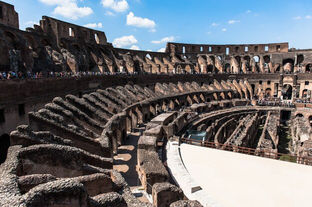 View to the amphitheater inside of Colosseum in Rome, Italy