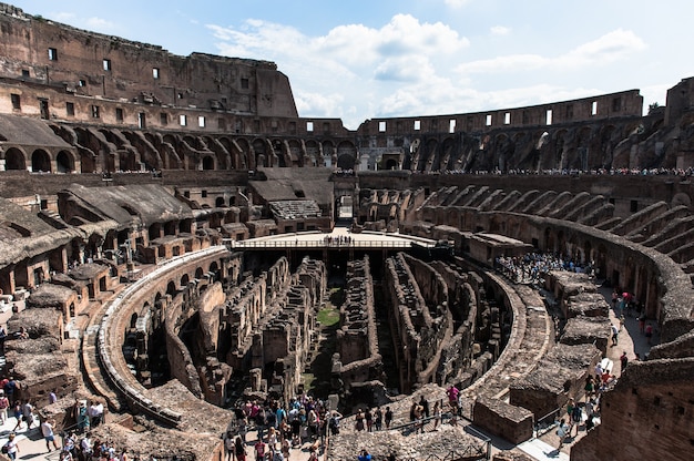 View to the amphitheater inside of Colosseum in Rome, Italy