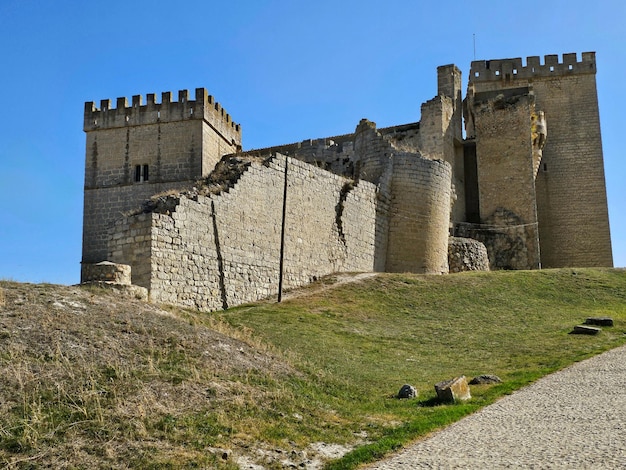 View of the Ampudia castle in the province of Palencia