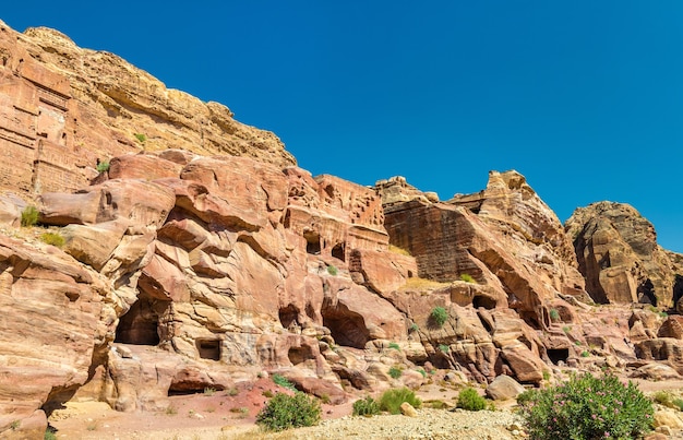 View of ancient ruins at Petra - Jordan