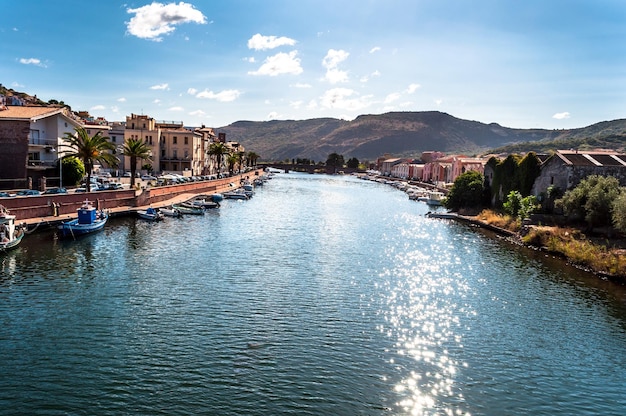 View of ancient village on a river