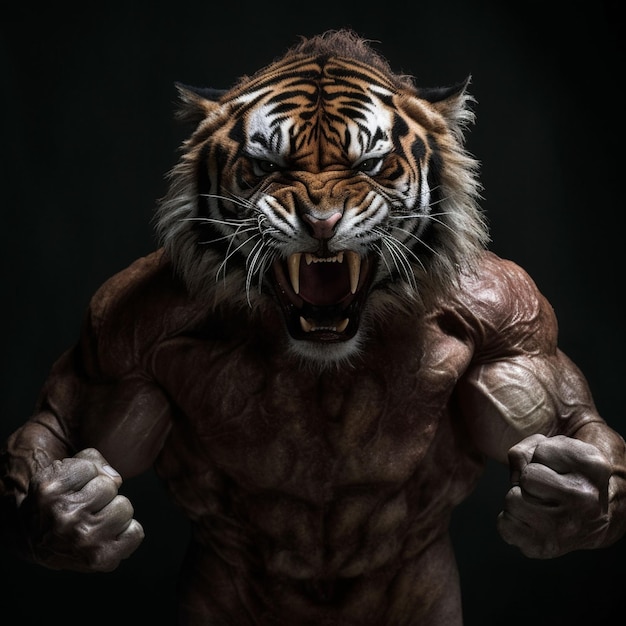 Вид на разгневанного тигра в дикой природе