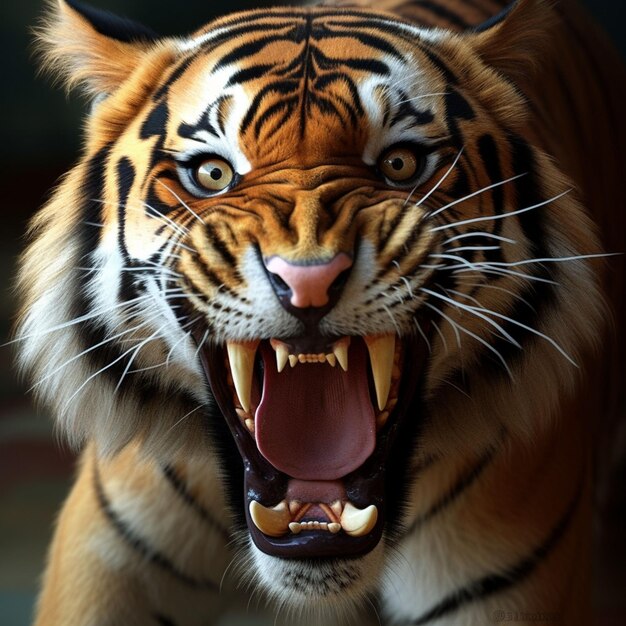 View of angry tiger animal in the wild