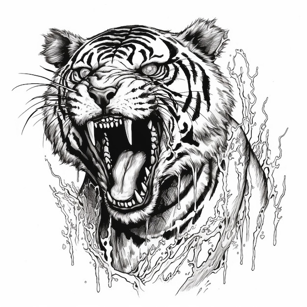 View of angry tiger animal in the wild