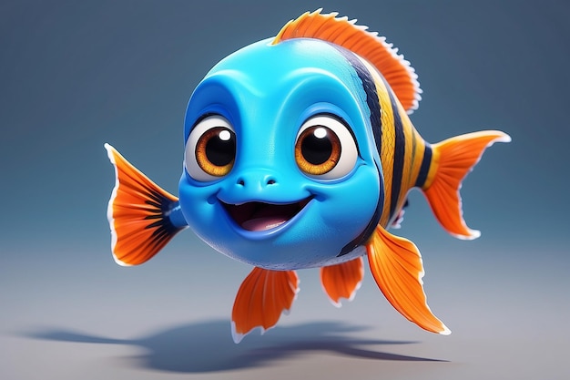 View of animated cartoon 3d fish