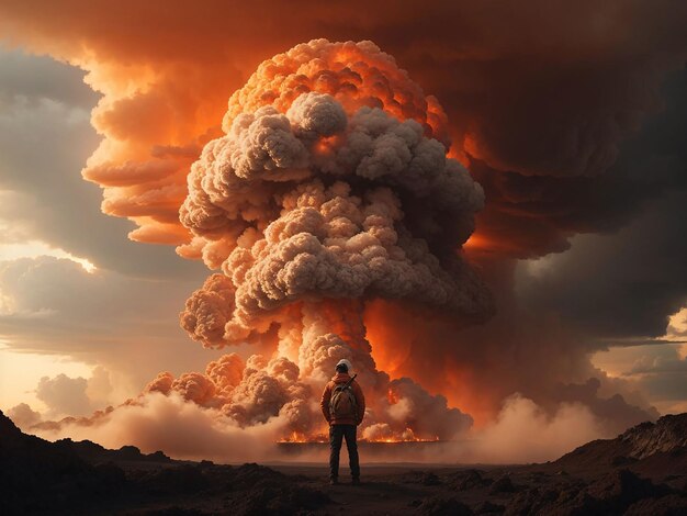 View of apocalyptic nuclear bomb explosion mushroom