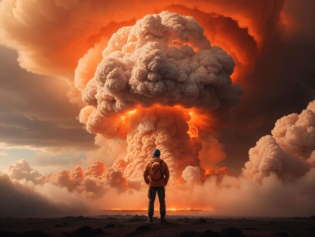 View of apocalyptic nuclear bomb explosion mushroom