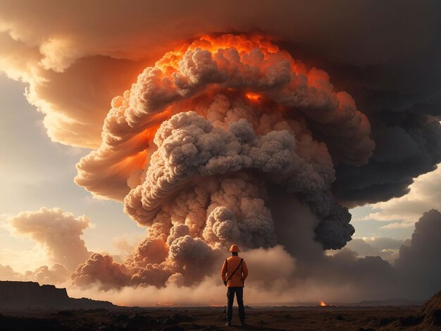 View of apocalyptic nuclear bomb explosion mushroom