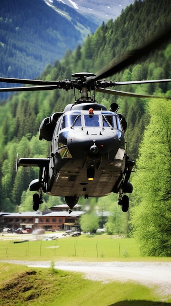 view of an army helicopter in the dolomites italy