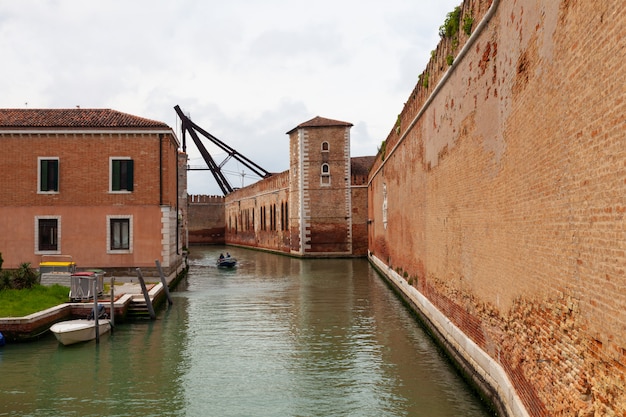 View of Arsenale walls in Venice