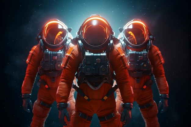 View of the astronauts' costumes Generative AI