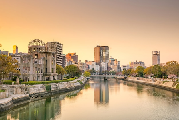 View of the atomic bomb dome in Hiroshima Japan. UNESCO World Heritage Site