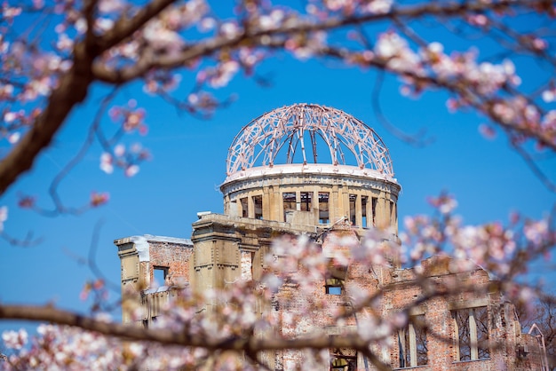 View of the atomic bomb dome in hiroshima japan. unesco world heritage site