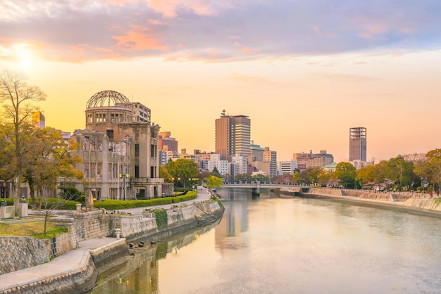 View of the atomic bomb dome in Hiroshima Japan. UNESCO World Heritage Site