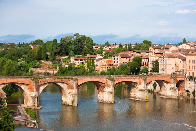 View of the August bridge in Albi France Horizontal shot