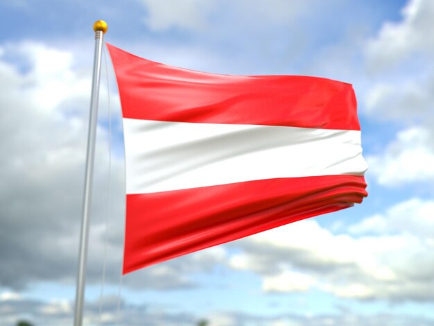 Photo view of austria flag in the wind