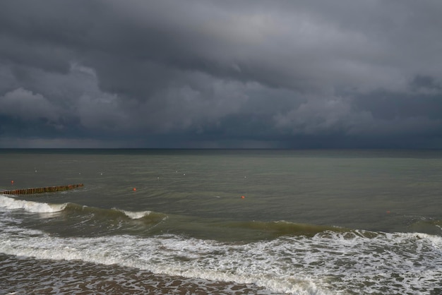 View of the Baltic Sea against the stormy sky Zelenogradsk Kaliningrad region Russia