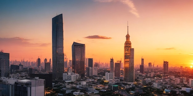 Premium AI Image | View of Bangkok city at sunset