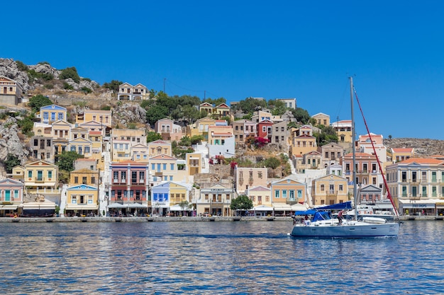 View of the bay at Symi island, Greece