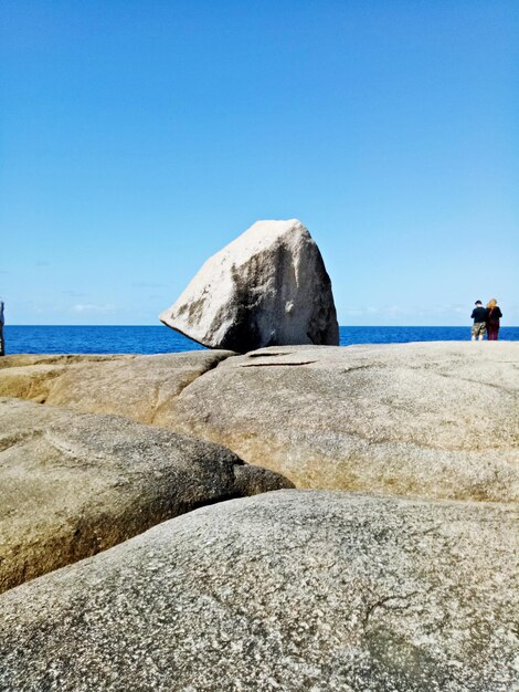 View of beach against clear sky