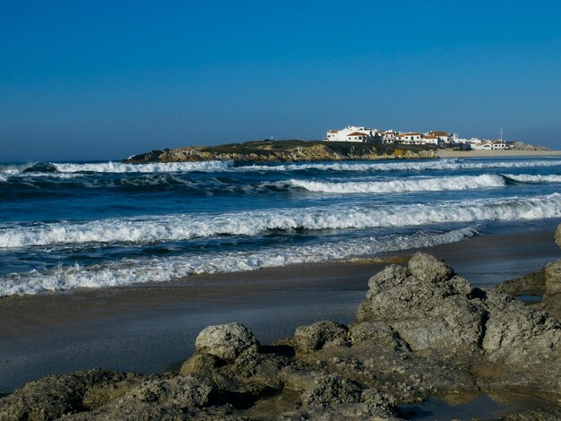 Photo view of beach against sky