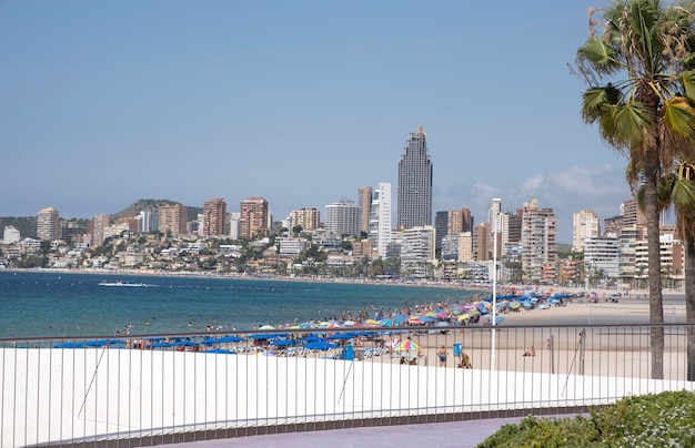 View of the beach and city center Benidorm Costa Blanca Spain