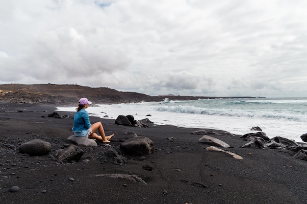 A view of a beach of lanzarote canary islands spain