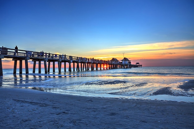 View of beach at sunset