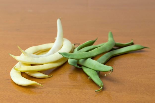 View of bean pods of different types and colors
