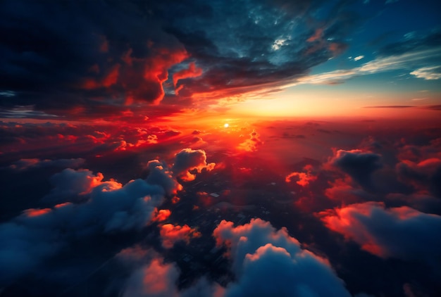 A view of beautiful clouds as sunset