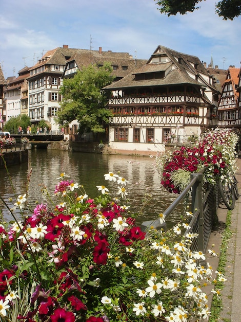 View of beautiful houses on a summer day Strasbourg France