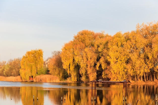 View on a beautiful lake at autumn